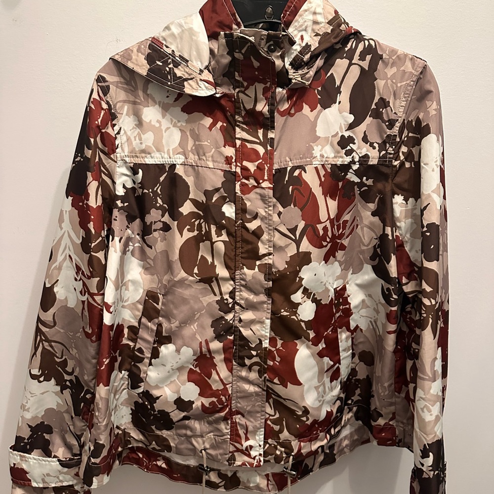 Zara Floral Rain Coat - Red, Brown, Cream